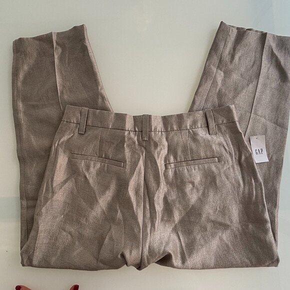 Gap Women Shiny Beige Trousers - Size 6 - New With Tags - Picture 1 of 8